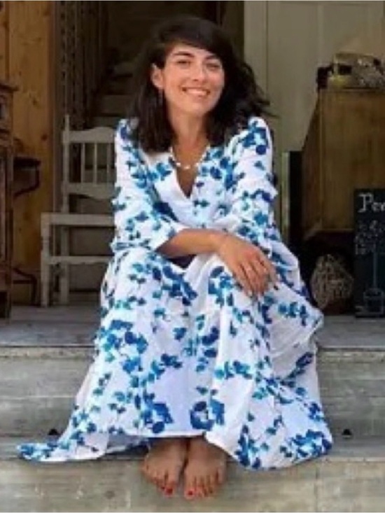 Yiorgos Koulasidis Dresses & Skirts - Yiorgos Koulasidis blue & white floral Greece Mediterranean dress bougainvillea